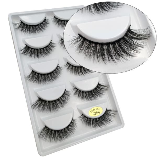 5 par falske øyevipper - 3D faux mink - G806