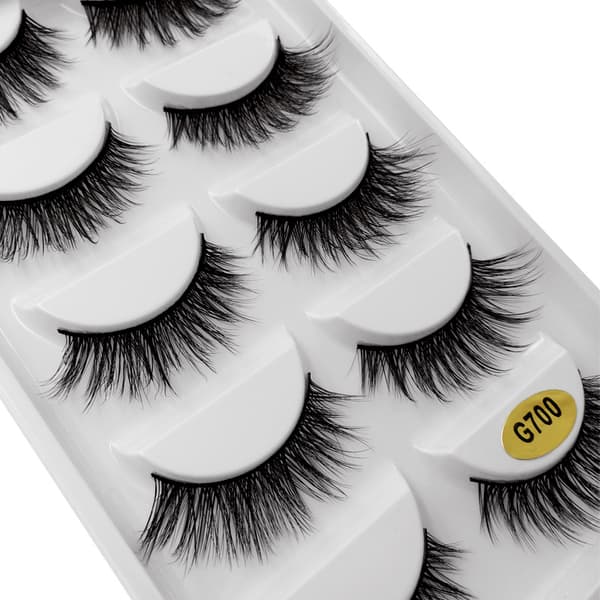 5 par falske øjenvipper - 3D faux mink - G700
