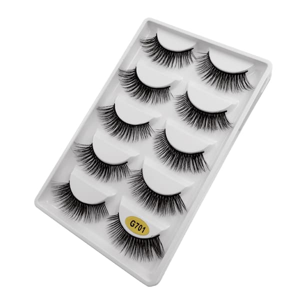 5 par falske øjenvipper - 3D faux mink - G701
