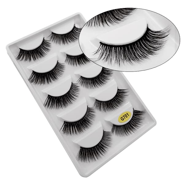 5-par lösögonfransar - 3D faux mink - G701