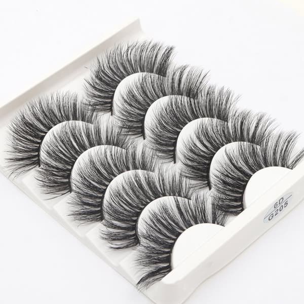 5 par falske øyevipper - 6D faux mink - G205