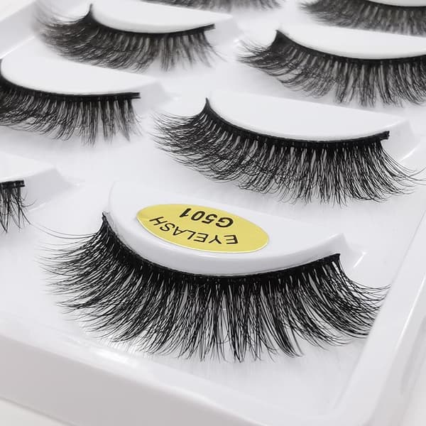 5 par falske øjenvipper - 3D faux mink - G501