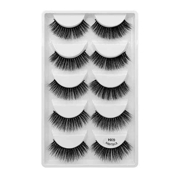 5 par falske øyevipper - 3D faux mink - G304