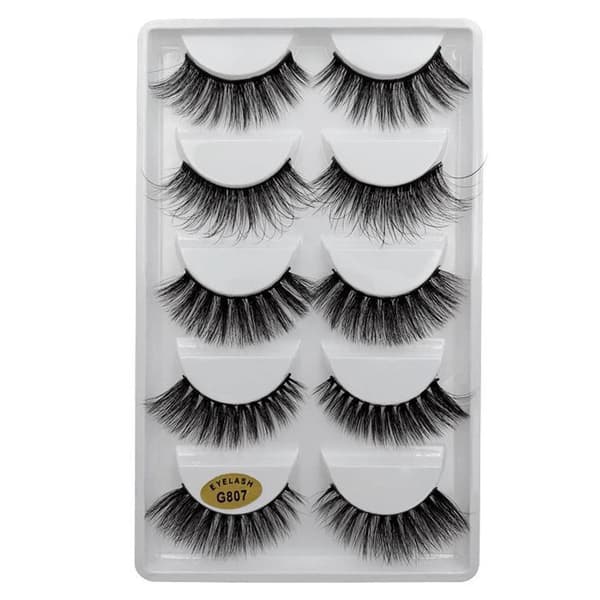 5-par falske øjenvipper - 3D faux mink (G-800)