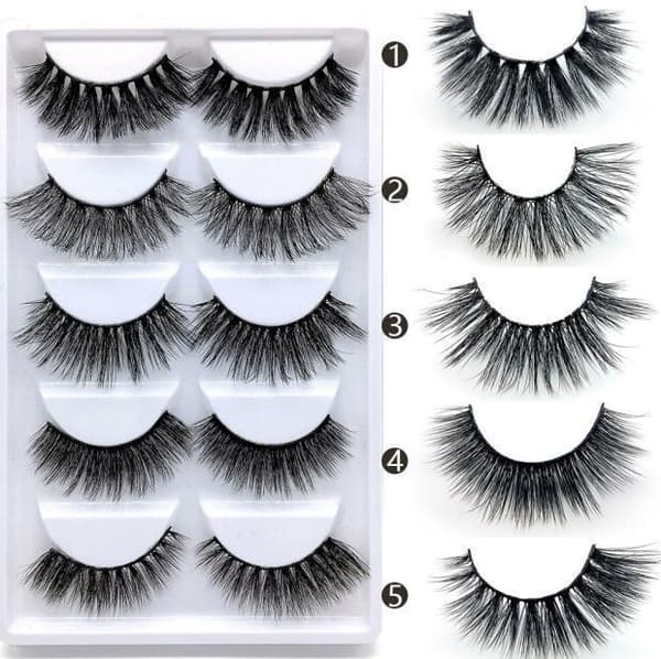 5-par falske øjenvipper - 3D faux mink (G-800)