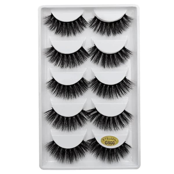 5-par falske øjenvipper - 3D faux mink (G-800)