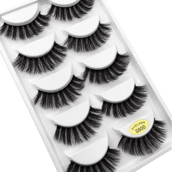 5-par falske øjenvipper - 3D faux mink (G-800)