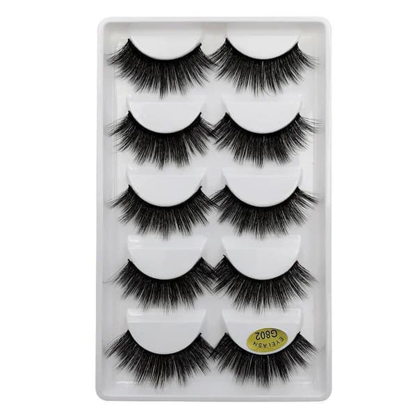 5-par falske øjenvipper - 3D faux mink (G-800)