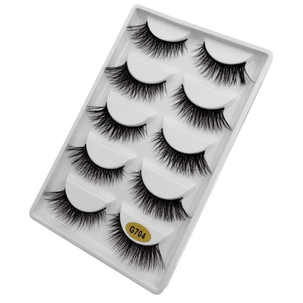 5-par lösögonfransar - 3D faux mink (G-704)