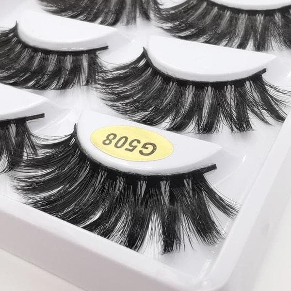 5-par falske øjenvipper - 3D faux mink (G-508)