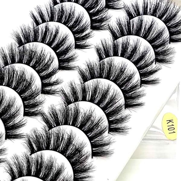 10-pair false eyelashes - 3D faux mink (K-101) + Gift