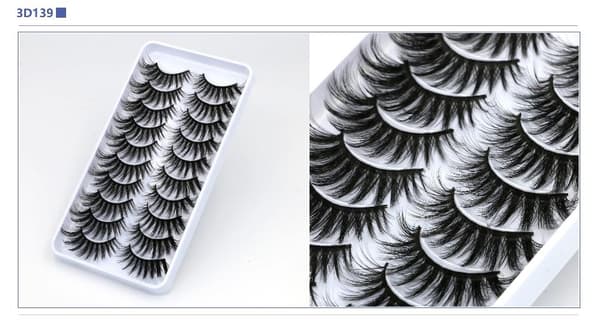 10-pair false eyelashes - 3D faux mink (3D-139) + Gift