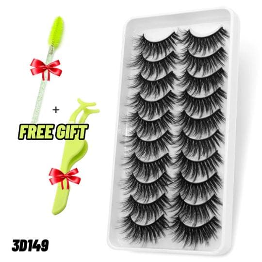 10-par lösögonfransar - 3D faux mink (3D-149) + Gåva