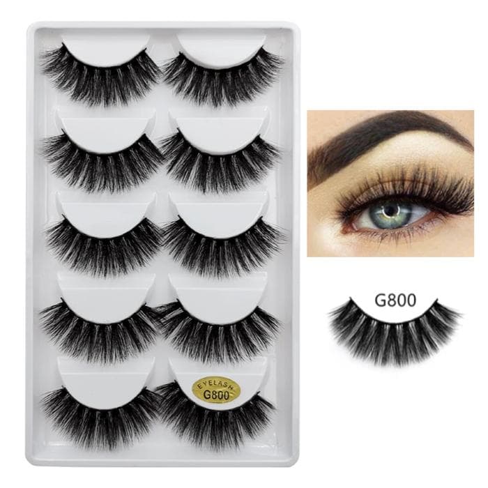 5-par lösögonfransar - 3D faux mink - G800 - False eyelashes