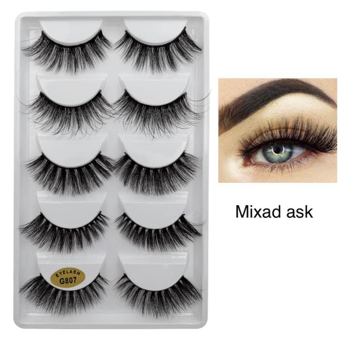 5-par lösögonfransar - 3D faux mink - G807 - False eyelashes