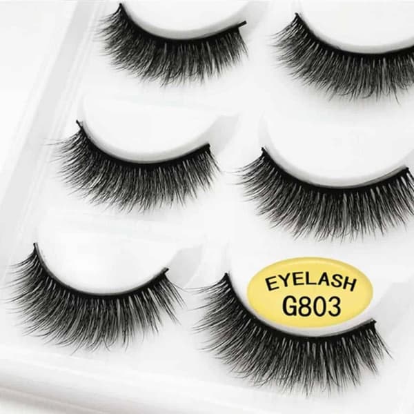 5 -Pair med øjenvipper 3d faux mink - G803 sort