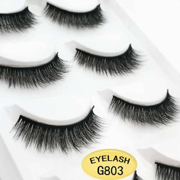 5 -Pair med øjenvipper 3d faux mink - G803 sort