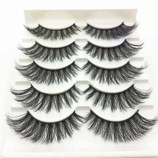 5-parinen ripset-3D-faux Mink (G-52) Musta