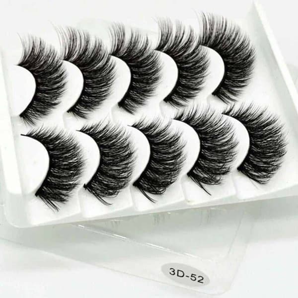 5-parinen ripset-3D-faux Mink (G-52) Musta