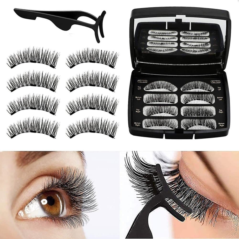 Magnetic Eyelashes, Reusable 3d Magnetic False Eyelashes Fake Eye Lashes, No Glue 3 Magnets Natural Look Eyelashes Extensions With Tweezers For Women