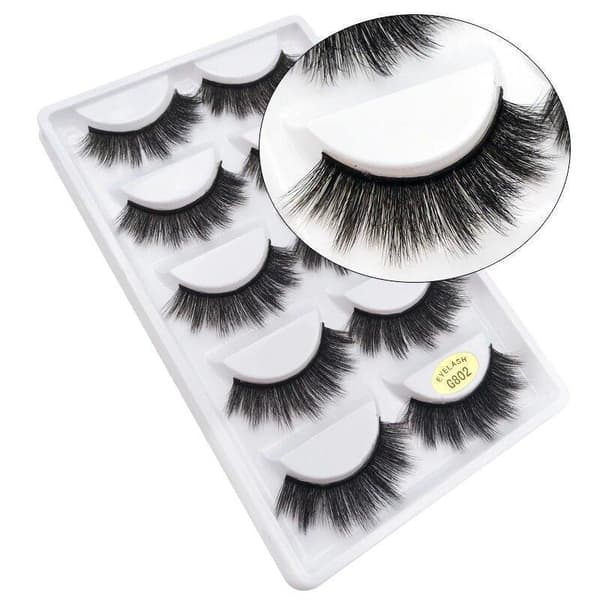 5-par lösögonfransar - 3D faux mink (G-800)