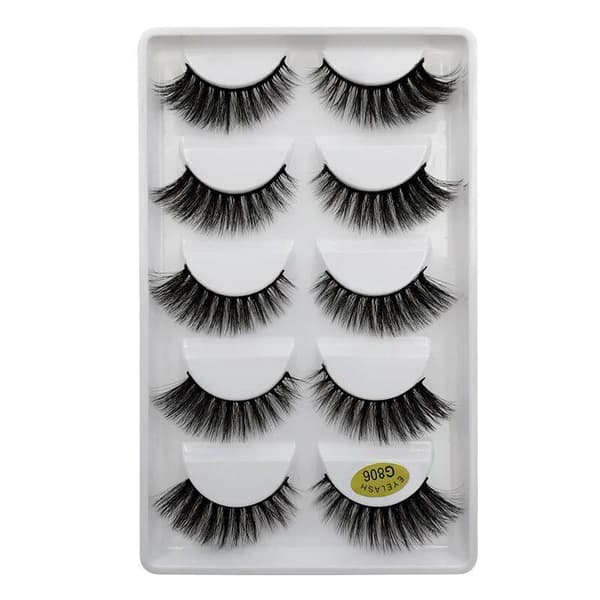 5-par lösögonfransar - 3D faux mink (G-800)