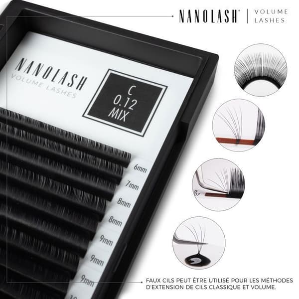 Nanolash volym ögonfransförlängning - lösögonfransar för professionell förlängning 0,05 C curl 6-13 mm mix