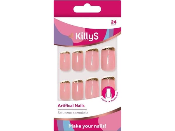 KILLYS Artifical Nails kunstige negler Square Golden Way 24 stk