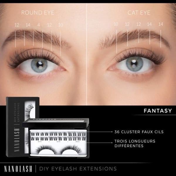 Startkit för klusterögonfransförlängning för att applicera själv hemma Nanolash FANTASY