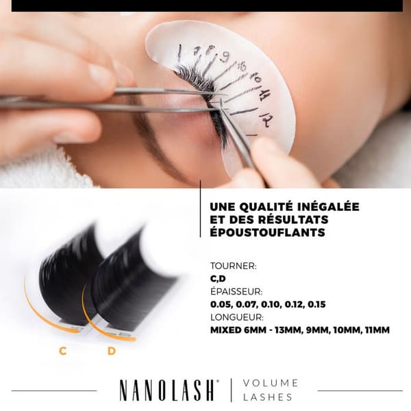 Nanolash volym ögonfransförlängning - lösögonfransar för professionell förlängning 0,05 D curl 6-13 mm mix