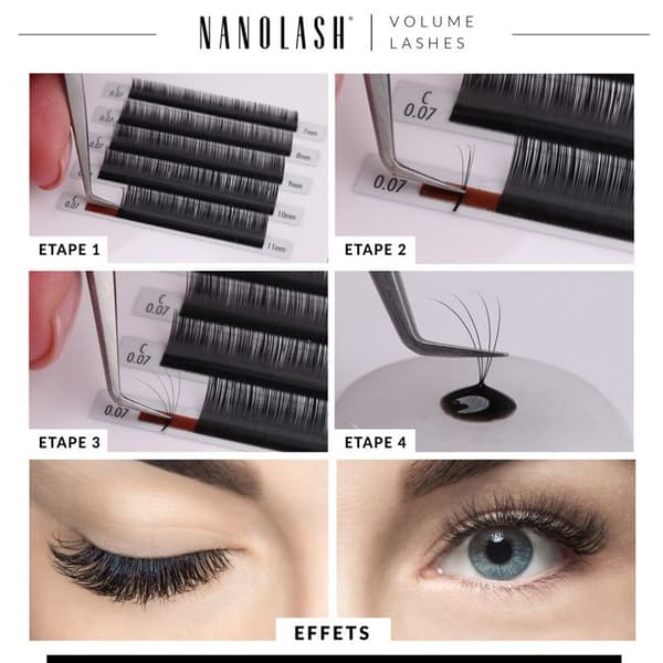 Nanolash volym ögonfransförlängning - lösögonfransar för professionell förlängning 0,05 D curl 6-13 mm mix