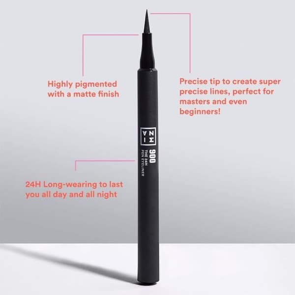 3INA MAKEUP - Flytande Matt Eyeliner i Svart med Ultra-Precis Spets - Hög Pigmentering för Känsliga Ögon - Vegansk - Djurtestad Fri