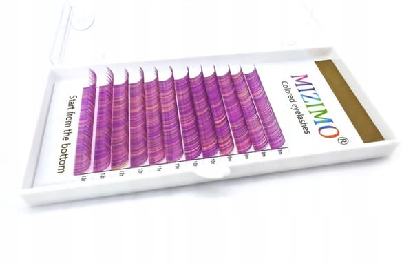 Färgade ögonfransar 8-13mm böjda D, 12 remsor ROSA MIX