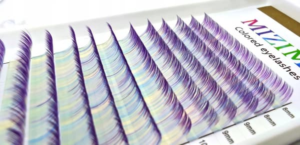 Farvede øjenvipper 8-13mm krøllet D, PASTEL-LILLA