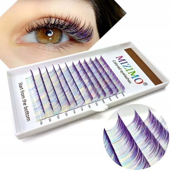 Farvede øjenvipper 8-13mm krøllet D, PASTEL-LILLA