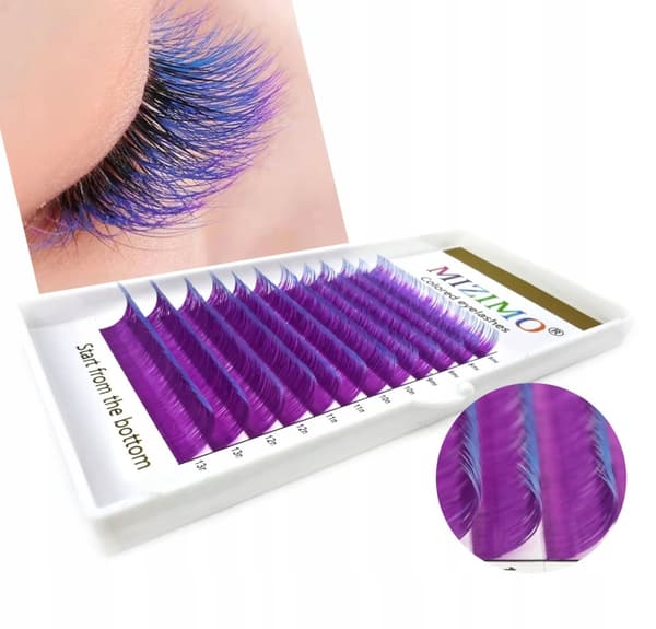 Färgade ögonfransar 8-13mm, böjda D, LILA-VIOLETTA