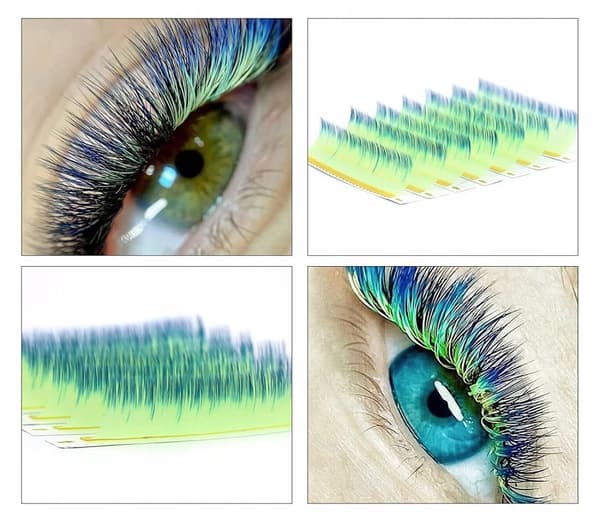 Färgade ögonfransar 8-13mm böjda D OMBRE NEONGRÖN