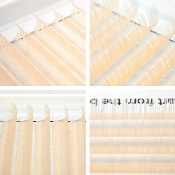 Färgade ögonfransar 8-13 mm, böjda D, 12 remsor, BEIGE