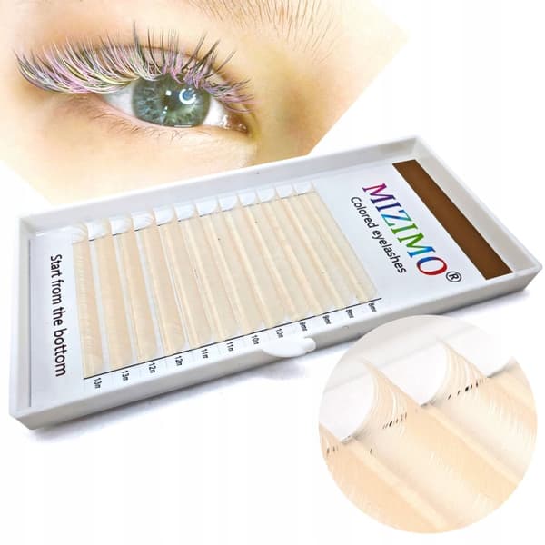 Färgade ögonfransar 8-13 mm, böjda D, 12 remsor, BEIGE