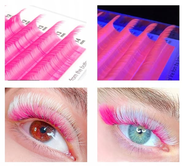 Färgade ögonfransar 8-13 mm, böjda D, 12 remsor, ROSA