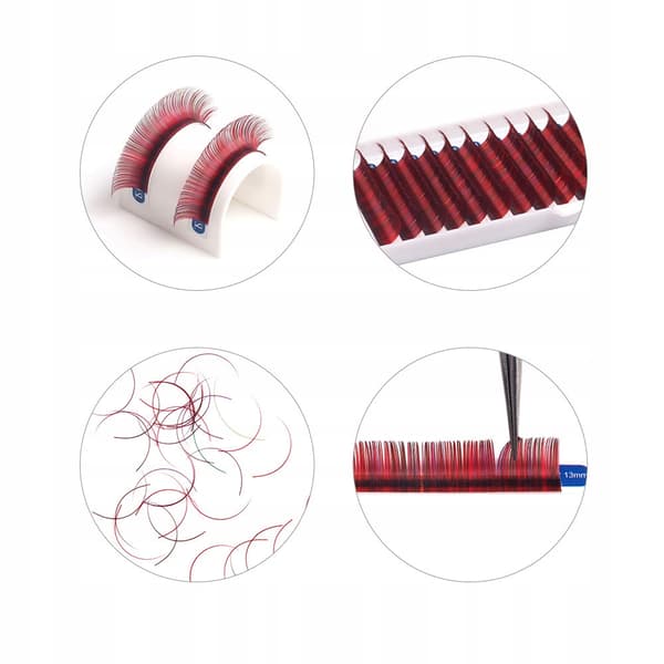 Färgade ögonfransar 8-13 mm, böjda D, 12 remsor, ROSA