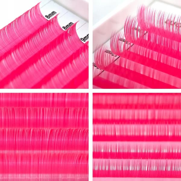 Färgade ögonfransar 8-13 mm, böjda D, 12 remsor, ROSA