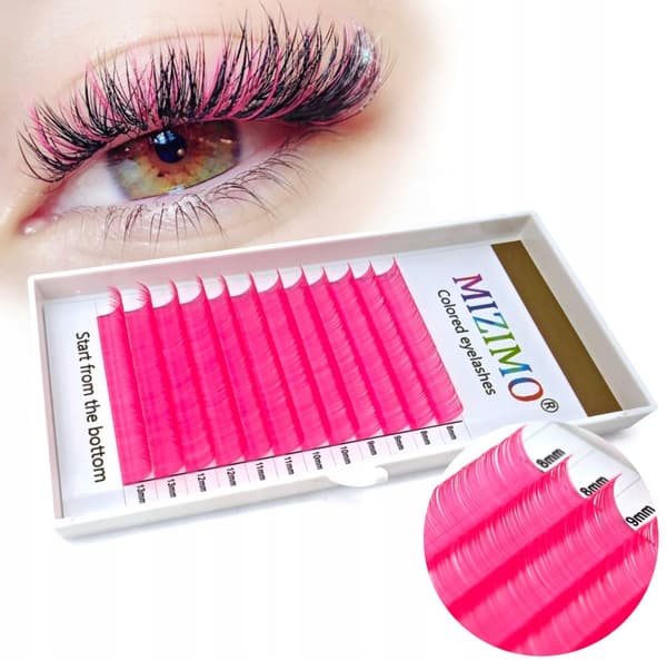Färgade ögonfransar 8-13 mm, böjda D, 12 remsor, ROSA