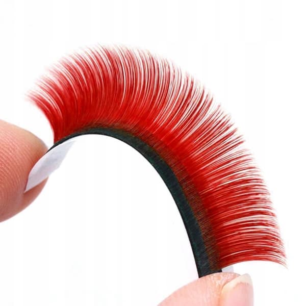 Farvede øjenvipper 8-13 mm, krøllet D, 12 strimler, RØD