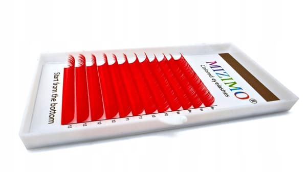 Farvede øjenvipper 8-13 mm, krøllet D, 12 strimler, RØD