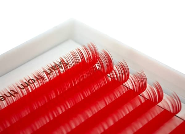 Farvede øjenvipper 8-13 mm, krøllet D, 12 strimler, RØD