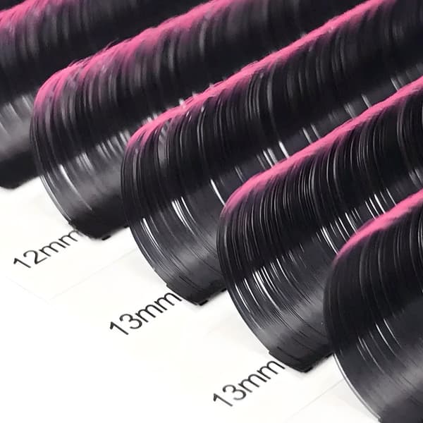 Enkla ögonfransar 8-15 mm, D-böjning, 12 remsor OMBRE SVART-ROSA
