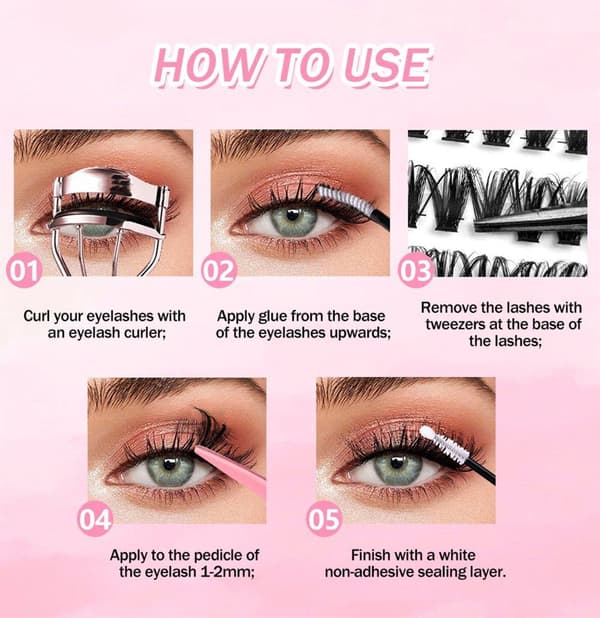OBOSOE Lash Luster 570 Lash Cluster, Klar til at samle klyngevipper, naturlige vipper til begyndere og alle aldre