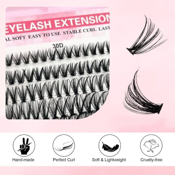 OBOSOE Lash Luster 570 Lash Cluster, Klar til at samle klyngevipper, naturlige vipper til begyndere og alle aldre