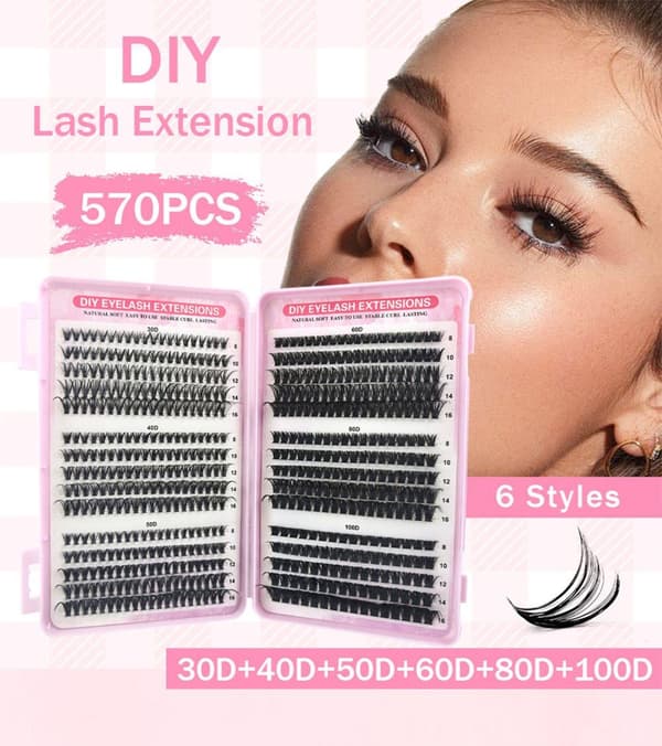 OBOSOE Lash Luster 570 Lash Cluster, Klar til at samle klyngevipper, naturlige vipper til begyndere og alle aldre